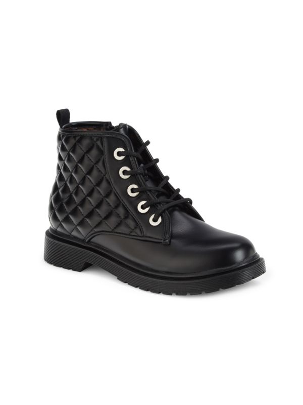 Steve Madden Kids High Top Quilted Leather Combat Boots